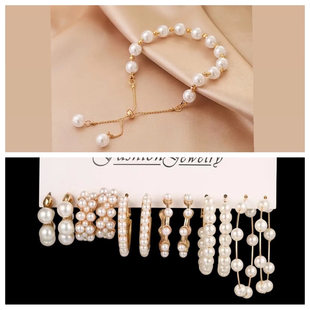 SOLD❗️Brand new! Elegant Gold and Pearl Bracelet and earring package.